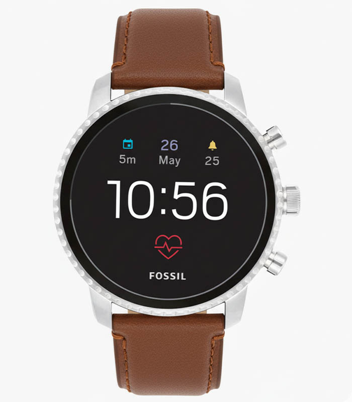 Brown Q Explorist HR Leather Smart Watch