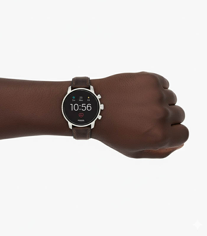 Brown-Q-Explorist-HR-Leather-Smart-Watch