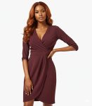 Burgundy Solid Wrap Dress