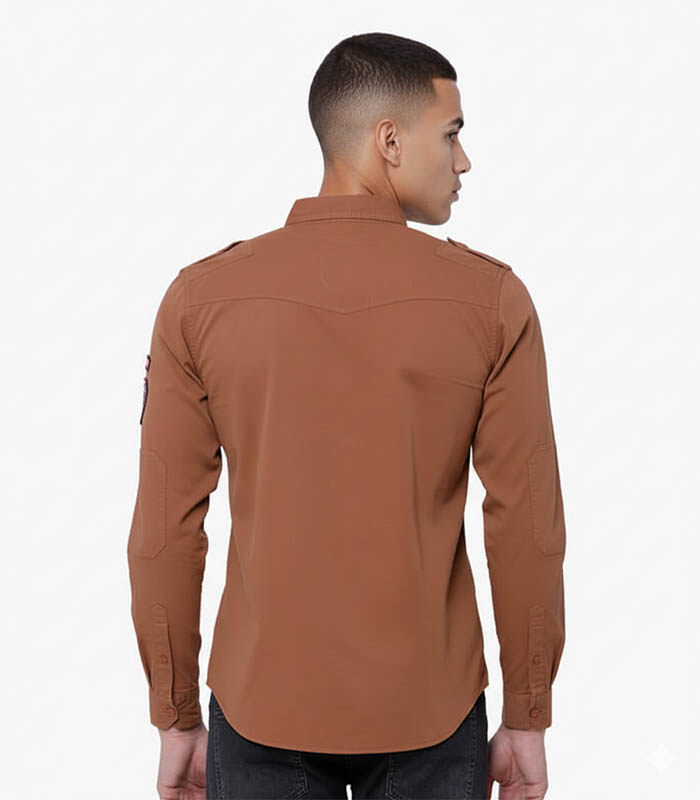 Men Brown Slim Fit Solid Casual Shirt 6