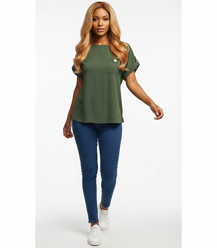 Petite Olive Green Solid Top 3