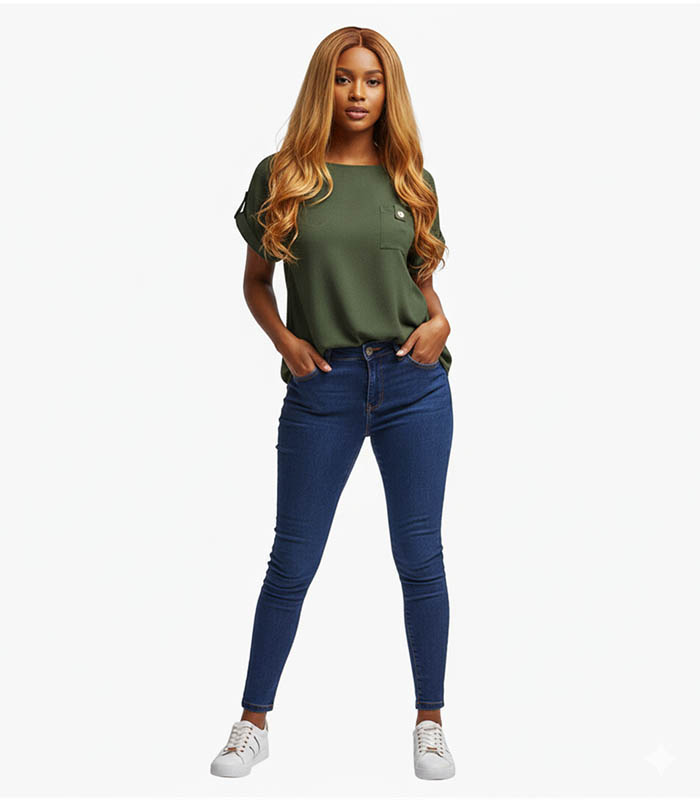 Petite Olive Green Solid Top 4