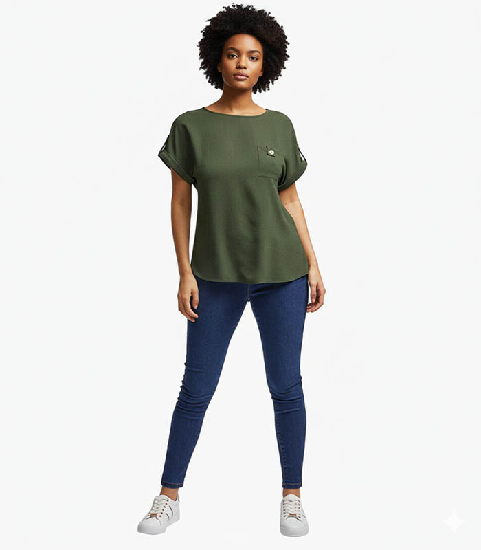 Petite Olive Green Solid Top 8