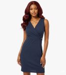 Navy Blue Solid Wrap Dress