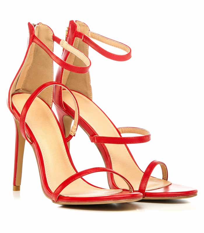 PataFasta, Fiery Red Ankle Strap Stiletto Sandals for Women 1