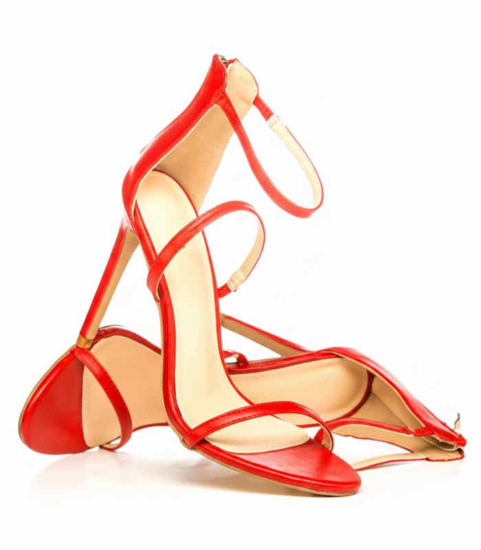 PataFasta, Fiery Red Ankle Strap Stiletto Sandals for Women 2