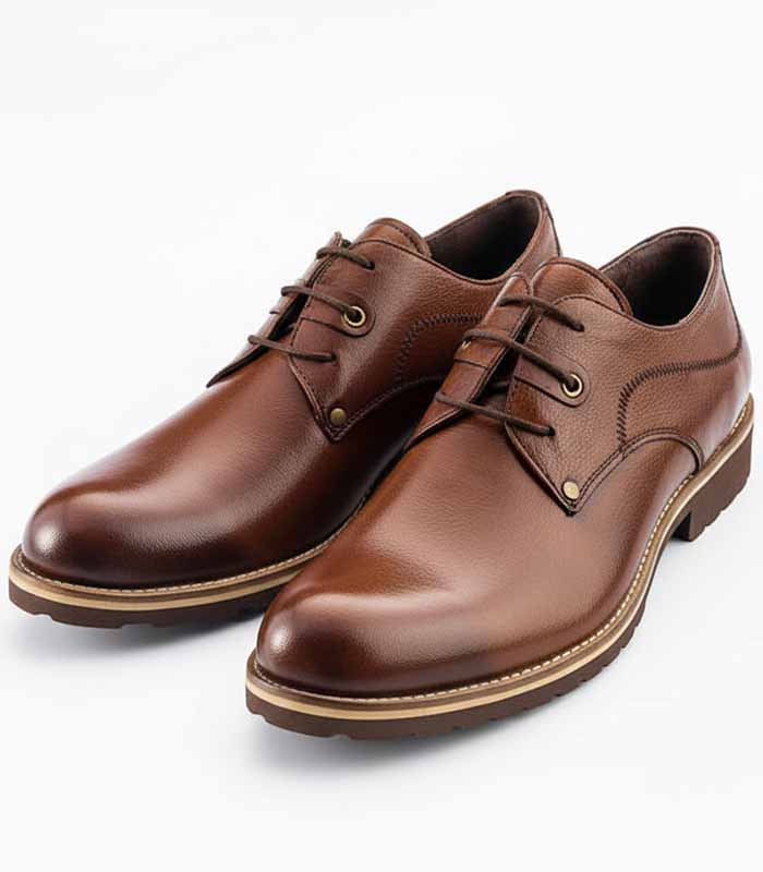 PataFasta, Men's Premium Brown Leather Derby Dress Shoes 3