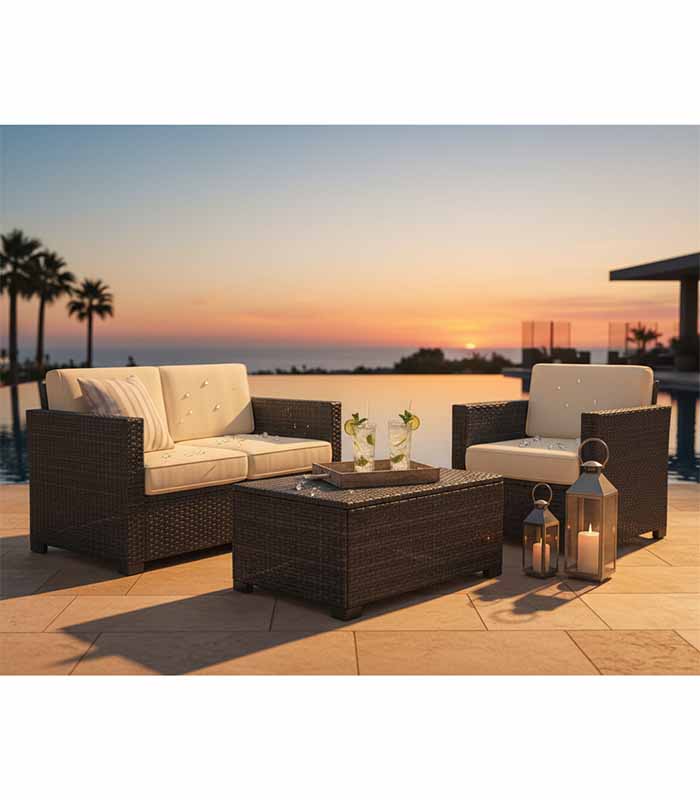 PataFasta, Outdoor - Weatherproof Rattan Lounge Set “CoastWeave 4-Piece Outdoor Lounge Set” 2