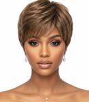 Sleek Pixie Cut Wig with Honey Blonde Highlights