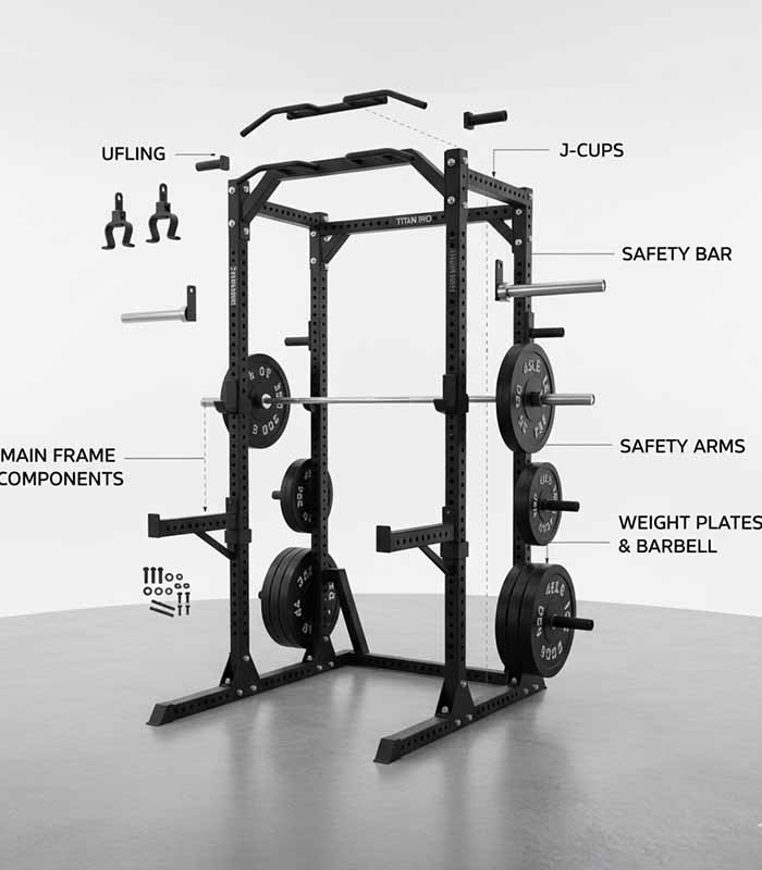 PataFasta, Titan Pro Home Gym Rack (Power Cage + Accessories) 2