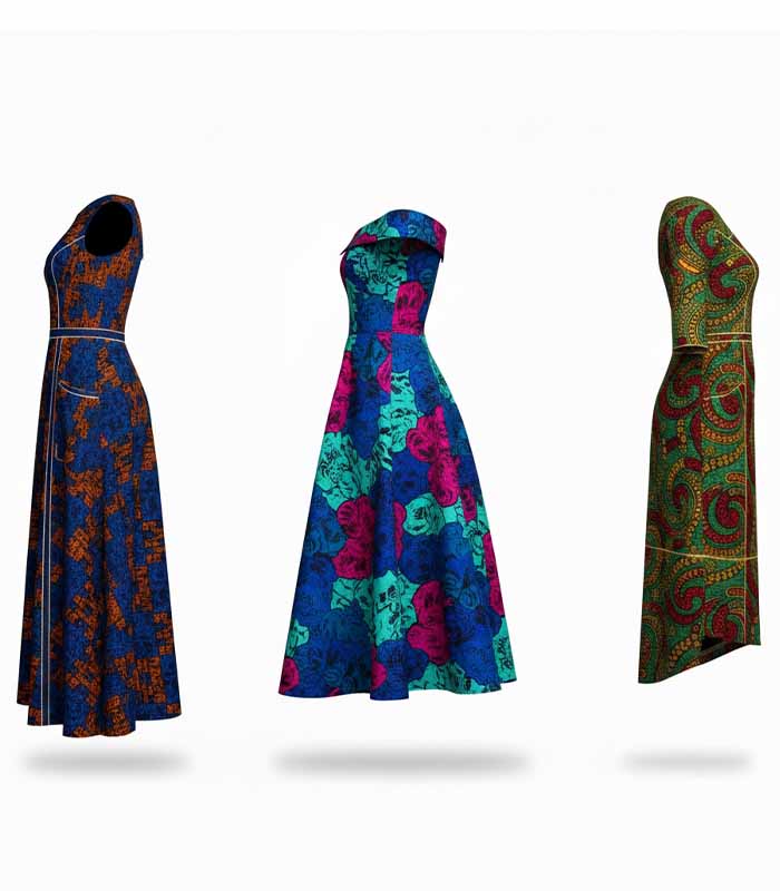 PataFasta, Vibrant African Print A-Line Maxi Dress with Contrast Piping 1