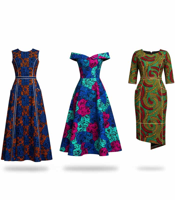 PataFasta, Vibrant African Print A-Line Maxi Dress with Contrast Piping 2