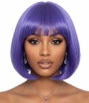 Vivid Violet Straight Bob Wig with Blunt Bangs