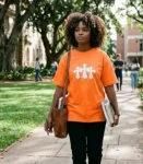 Arusha Urban Triple-Cross Graphic Tee – Vibrant Orange